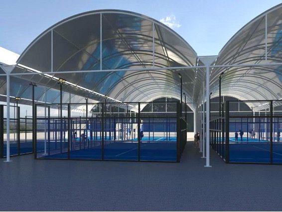 canchas padel con velaria en forma de arco Cubiertas para cancha de pádel en México
