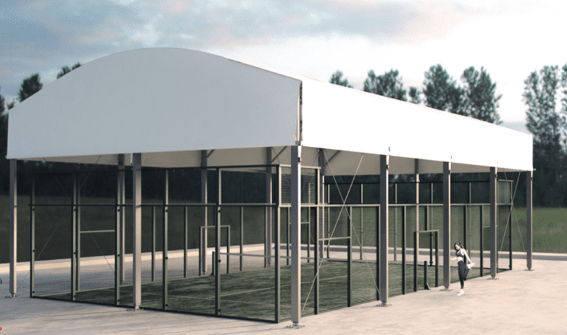 cubierta cancha padel con antepecho Cubiertas para cancha de pádel en México